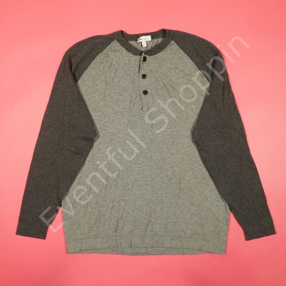 Peter Millar Merino Blend Baseball Sweater in Two Tone Gray Size Large - Picture 2 of 7